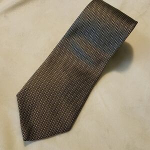 GEOFFREY Beene 100 % Silk Tie Grey/Tan/Cream VGUC